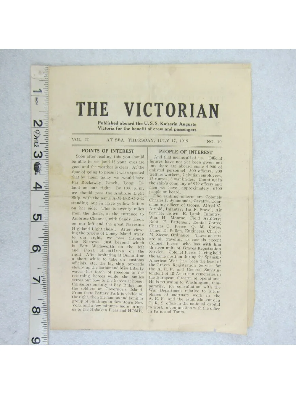USS Kaiserin Auguste Victoria Shipboard Newspaper The Victorian WWI 17 July 1919